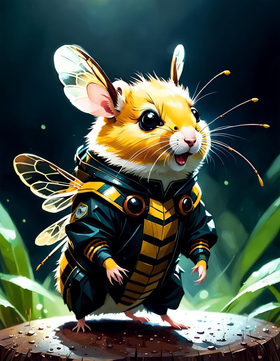 Wasp Hamster Digital Painting Concept Art