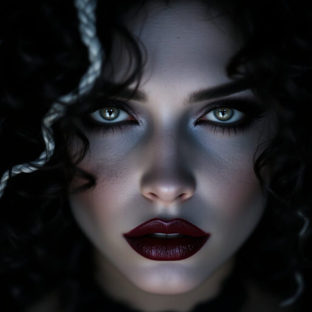 Ethereal Gothic Portrait in Cinematic Style with Dramatic Li...