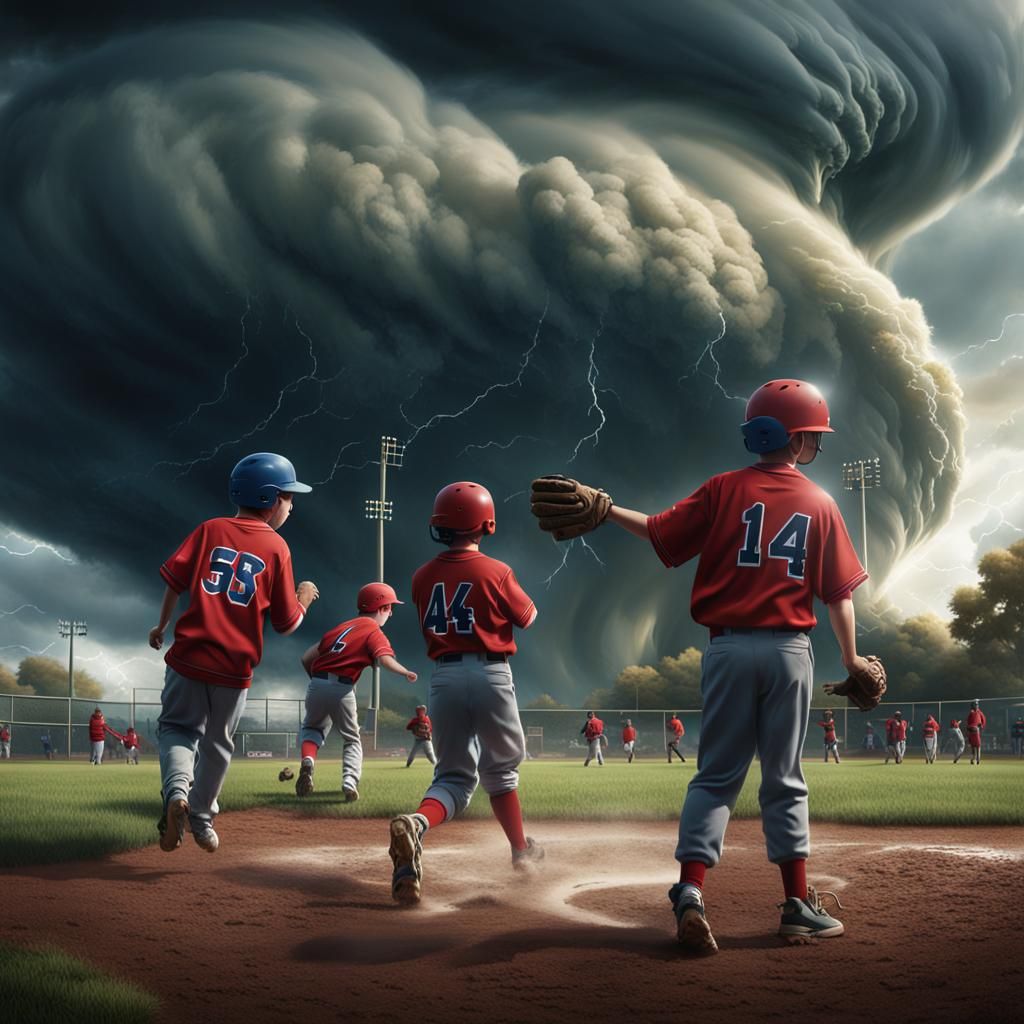 Boys Play Baseball as Tornado Approaches: Matte Painting