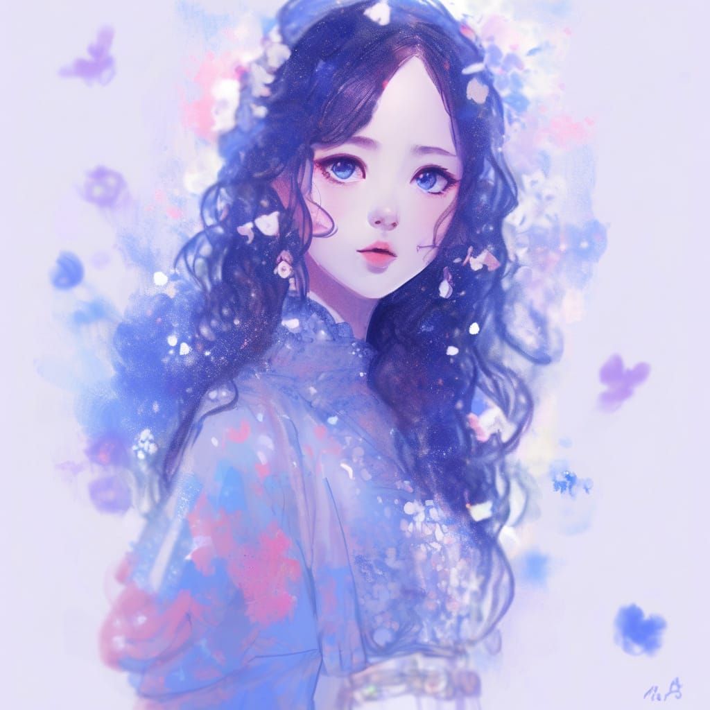 Abstract Impressionist Anime Character in Ballgown