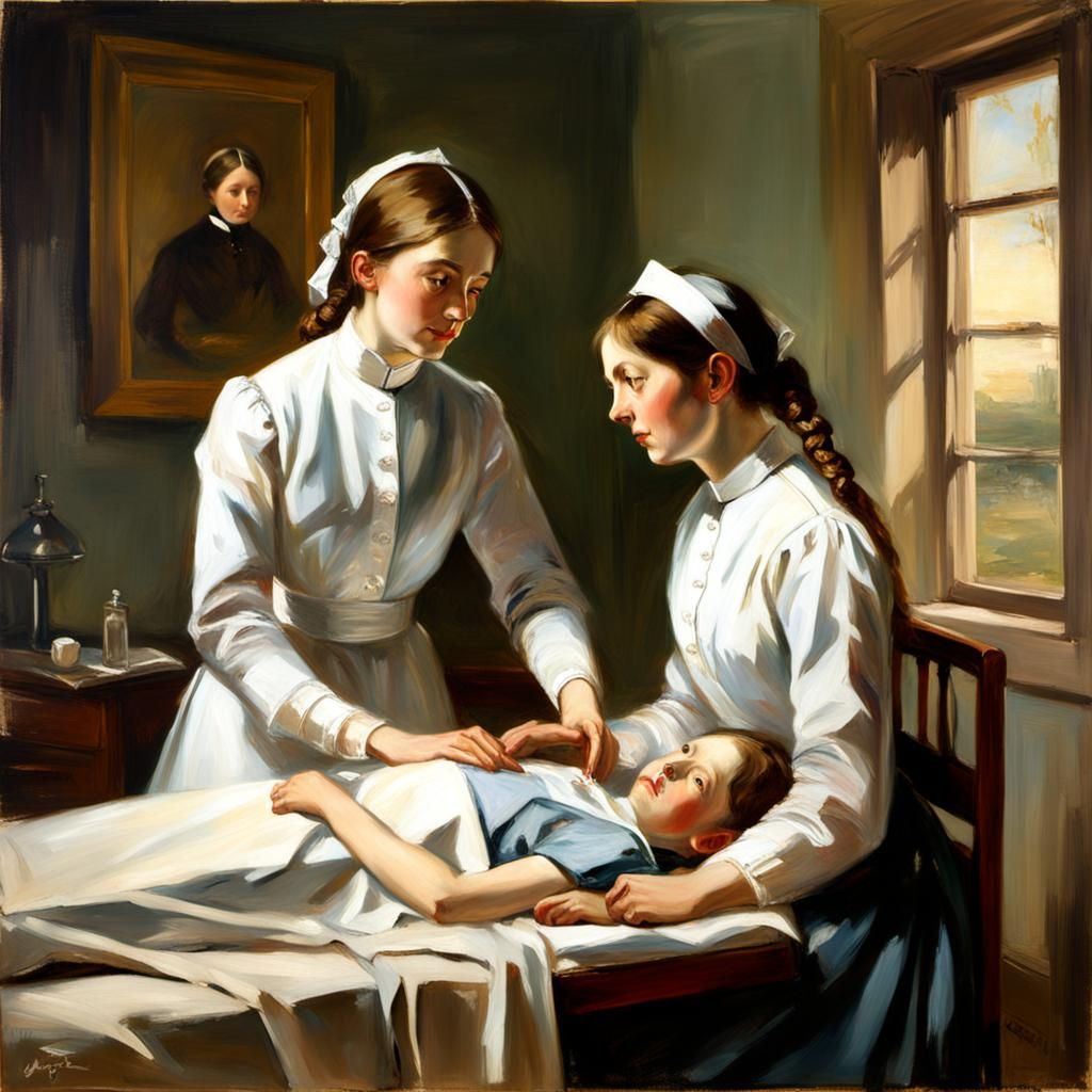 Florence Nightingale Oil Painting with Compassionate Express...