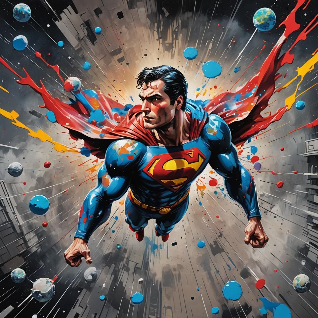 Superman in Space: Graffiti Art Style