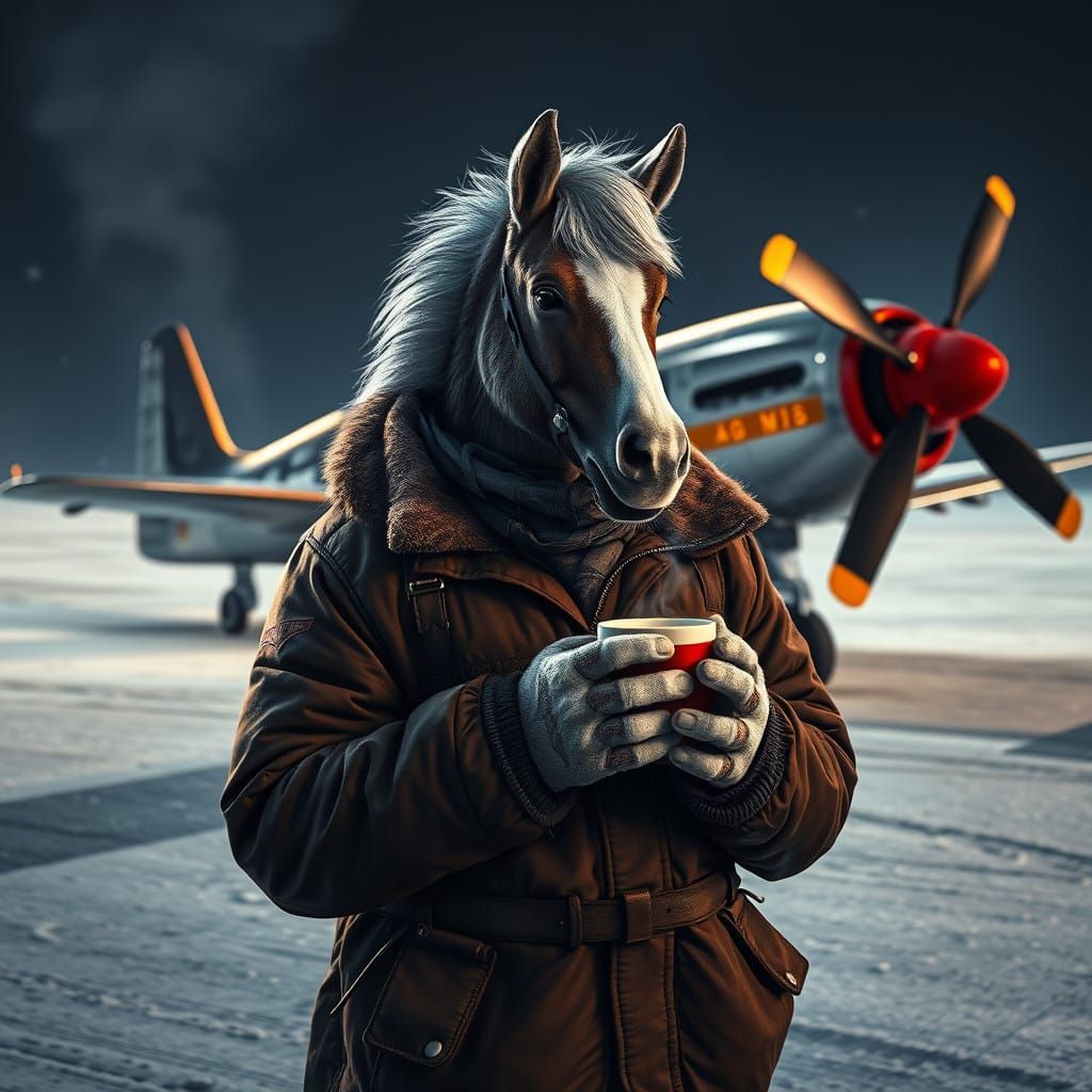 Ethereal Fighter Pilot in Winter Wonderland