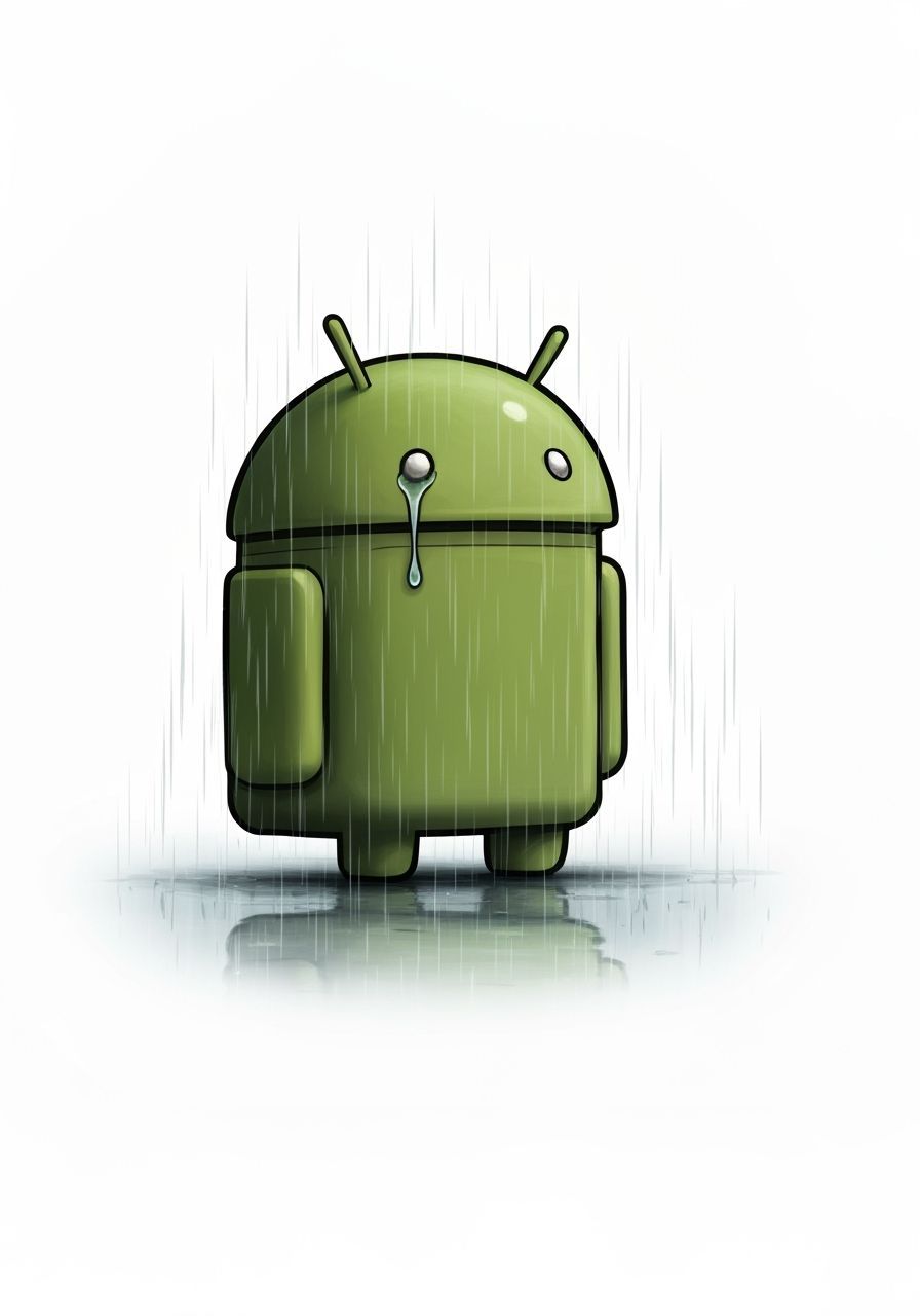 Lonely Weeping Android in the Rain