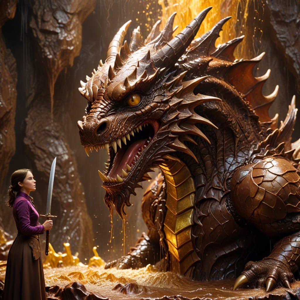 Chocolate Dragon Emerges: Cinematic Film Still