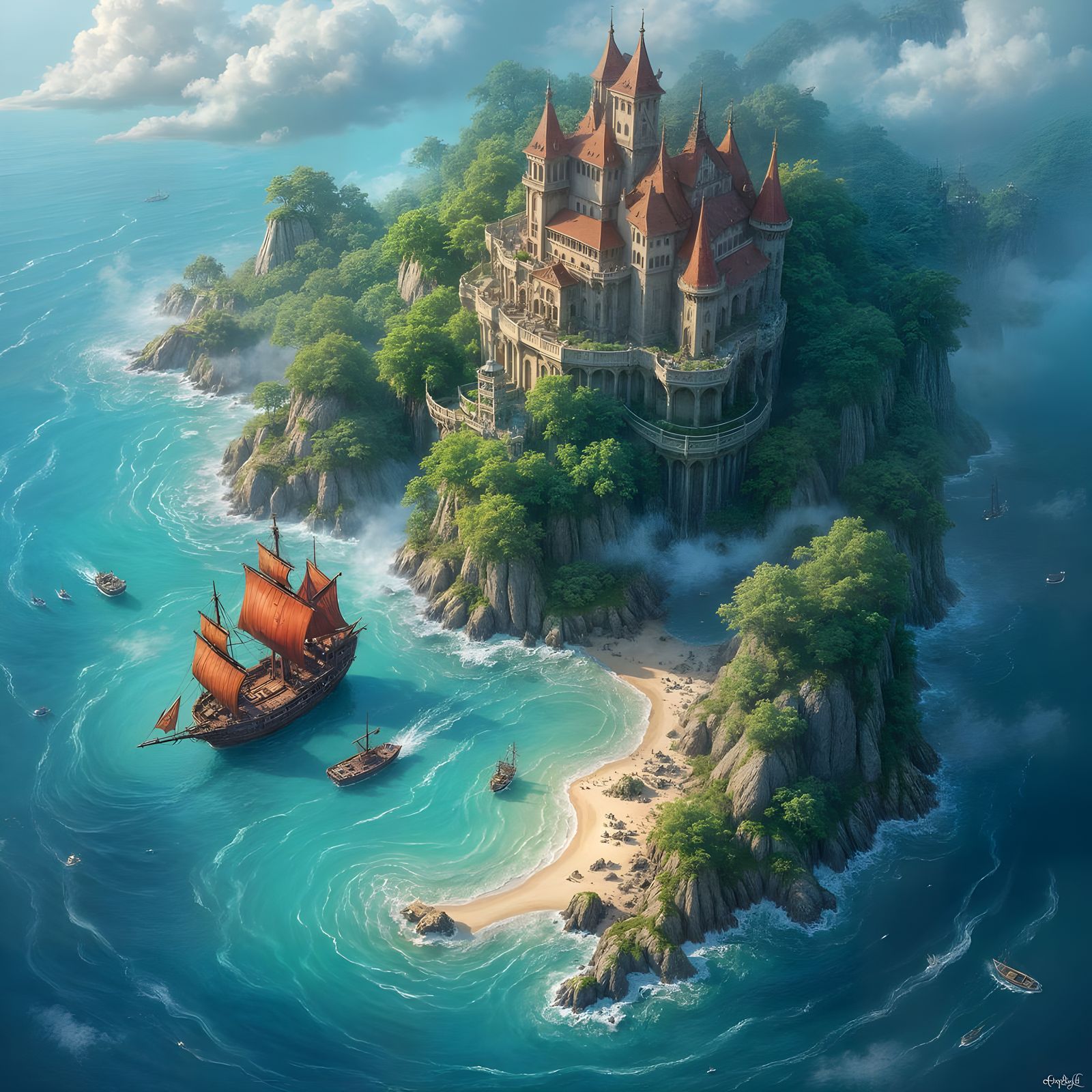 Bird's Eye View of Captain Hook's Private Island