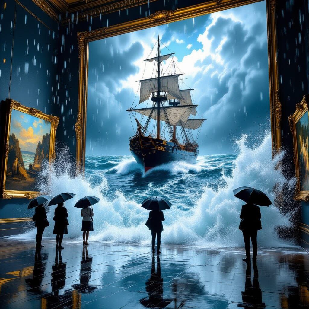 Museum Painting Comes to Life in Stormy Seas