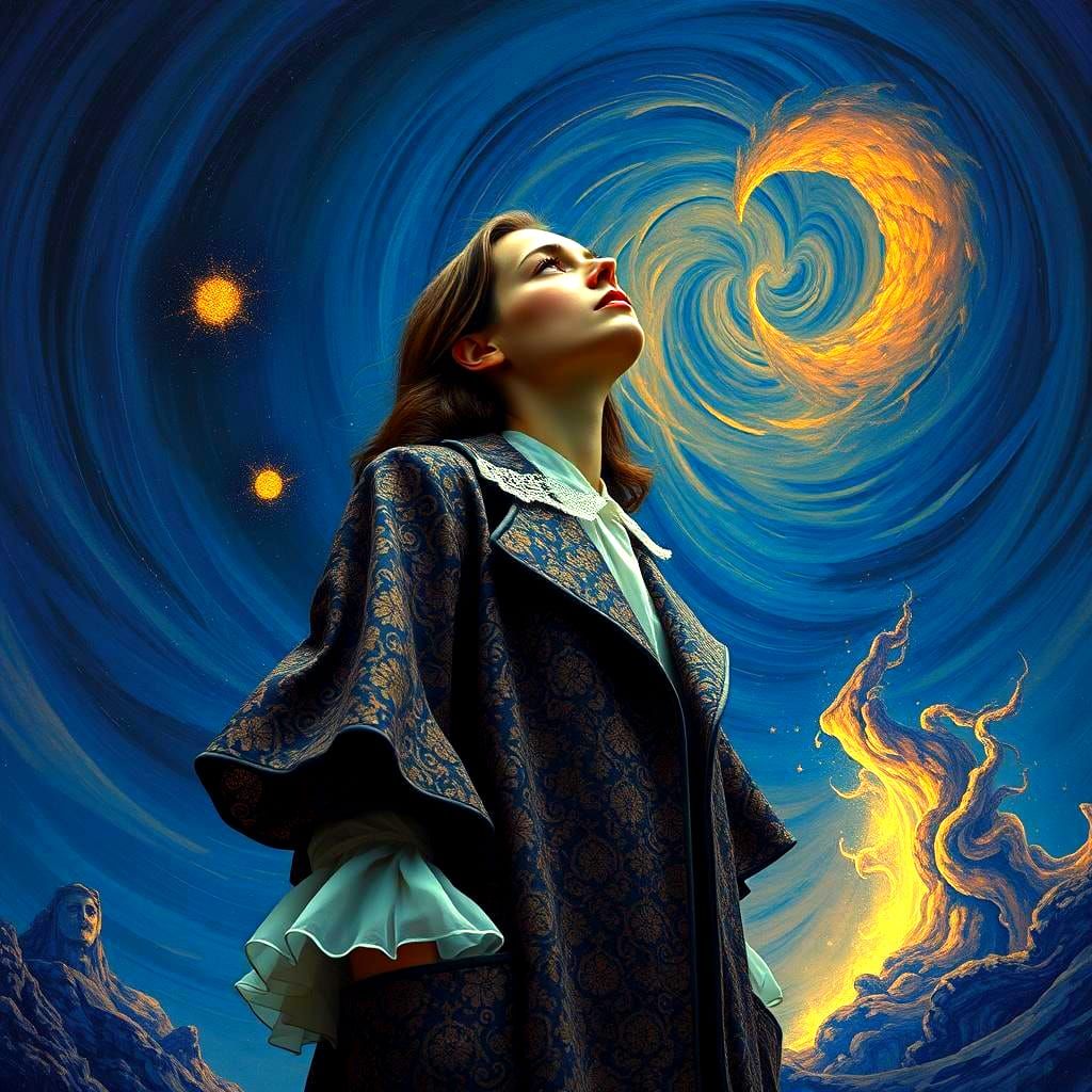 Surreal Cosmic Portrait in Max Ernst Style