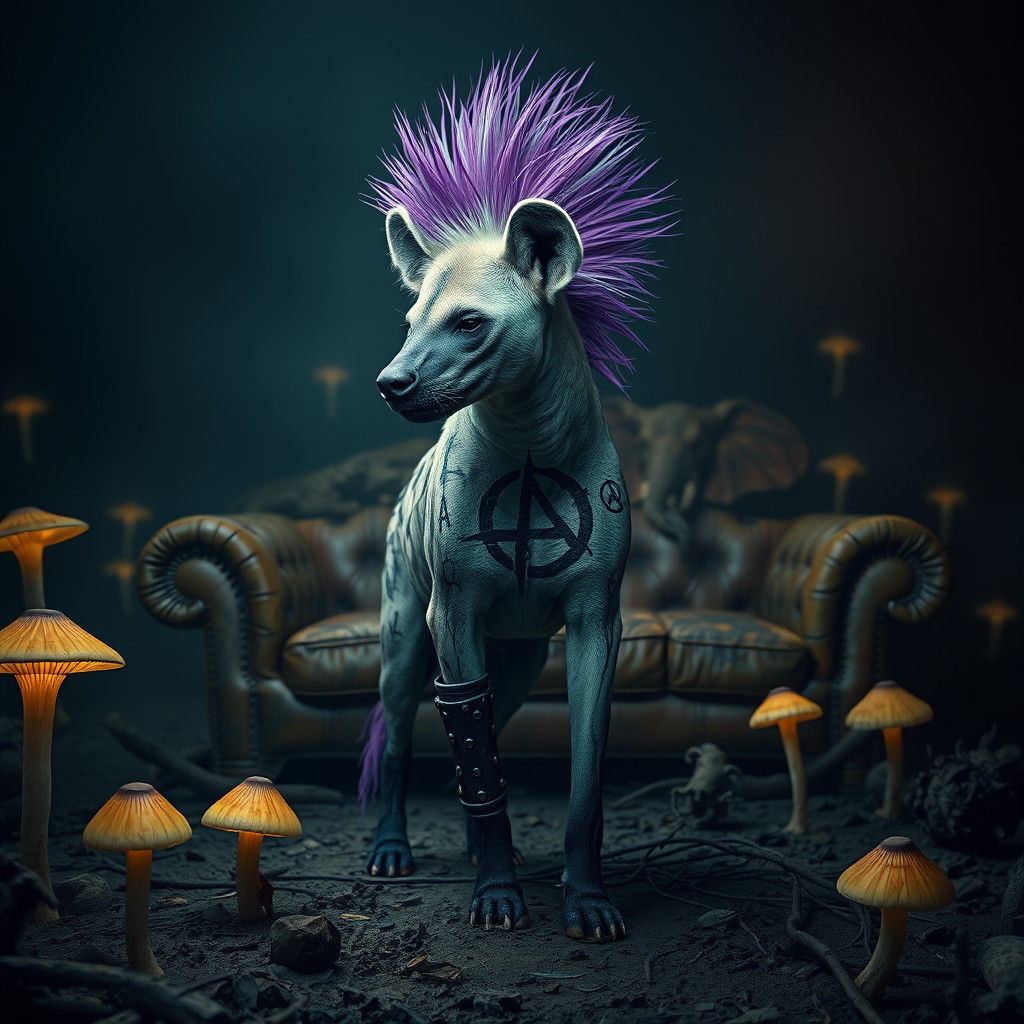 Anarchist Hyena in Eerie Boneyard, Matte Painting