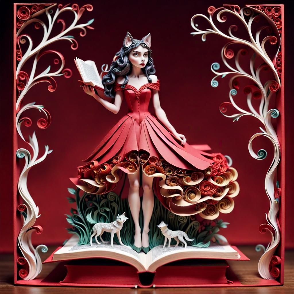 Woman in Red Dress: Fantasy Art Illustration