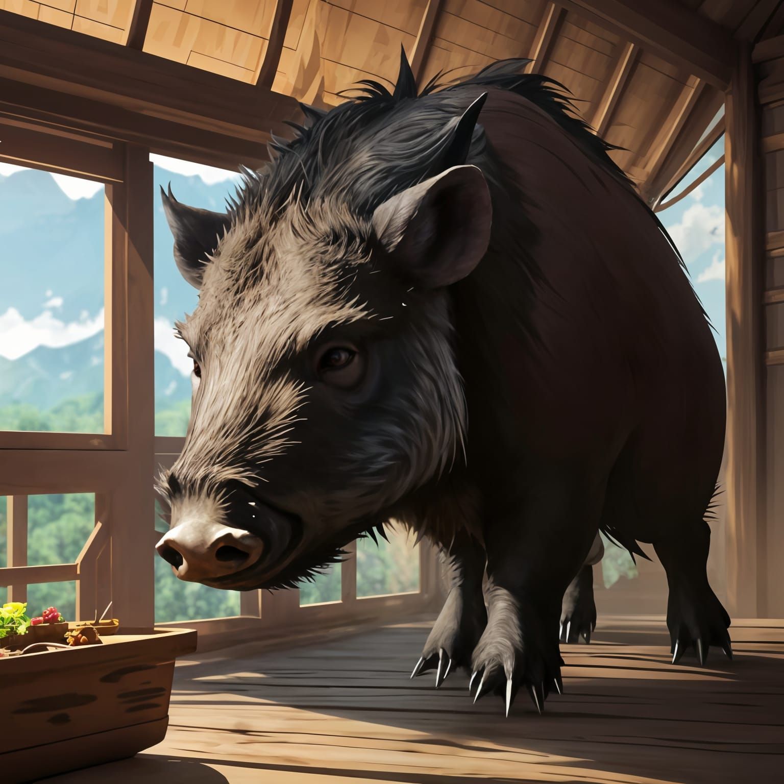 Wild Boar Man in Detailed 3D Anime Style