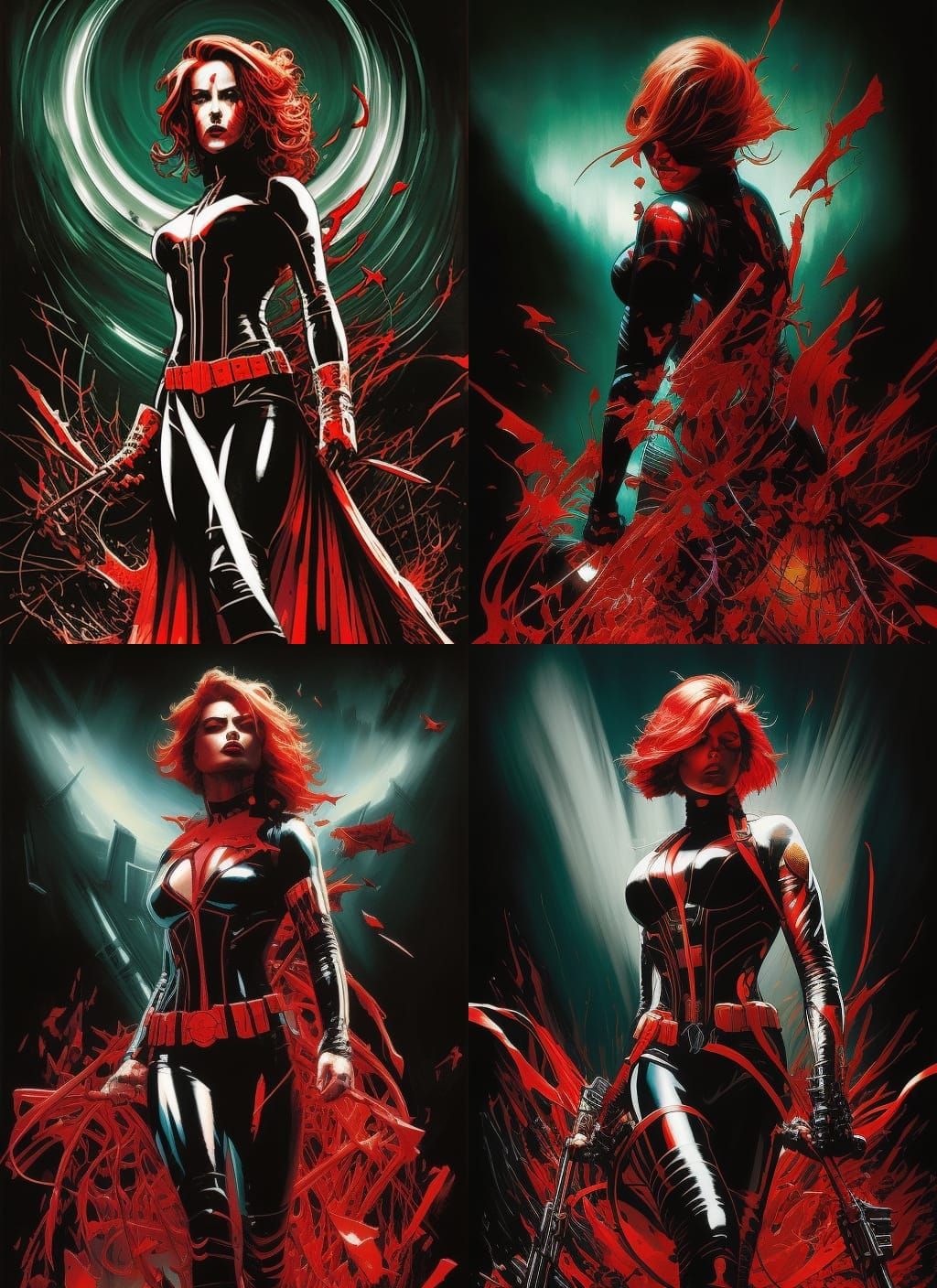 Black Widow in Red Ink Splash Art