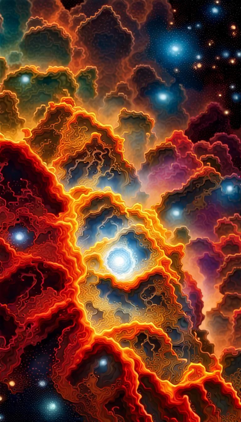 Biologically Reflective Stellar Formation as Digital Art