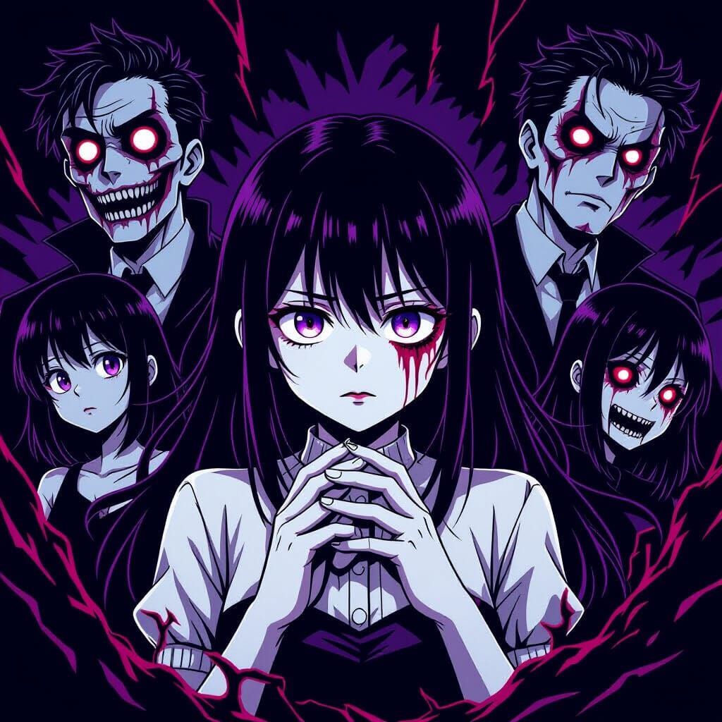 Anime Horror Scene with Supernatural Elements