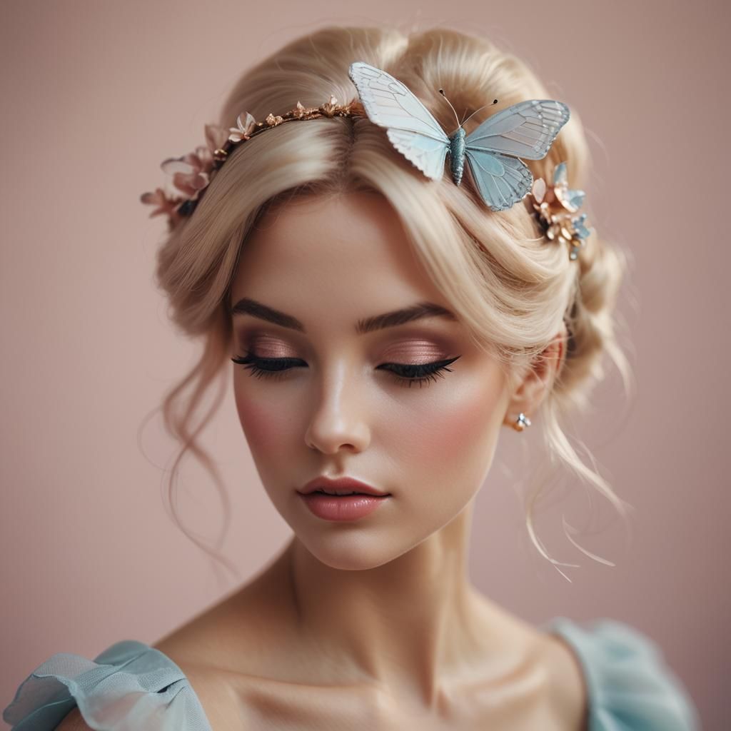 Barbie Girl Portrait with Butterfly Hair Accessory