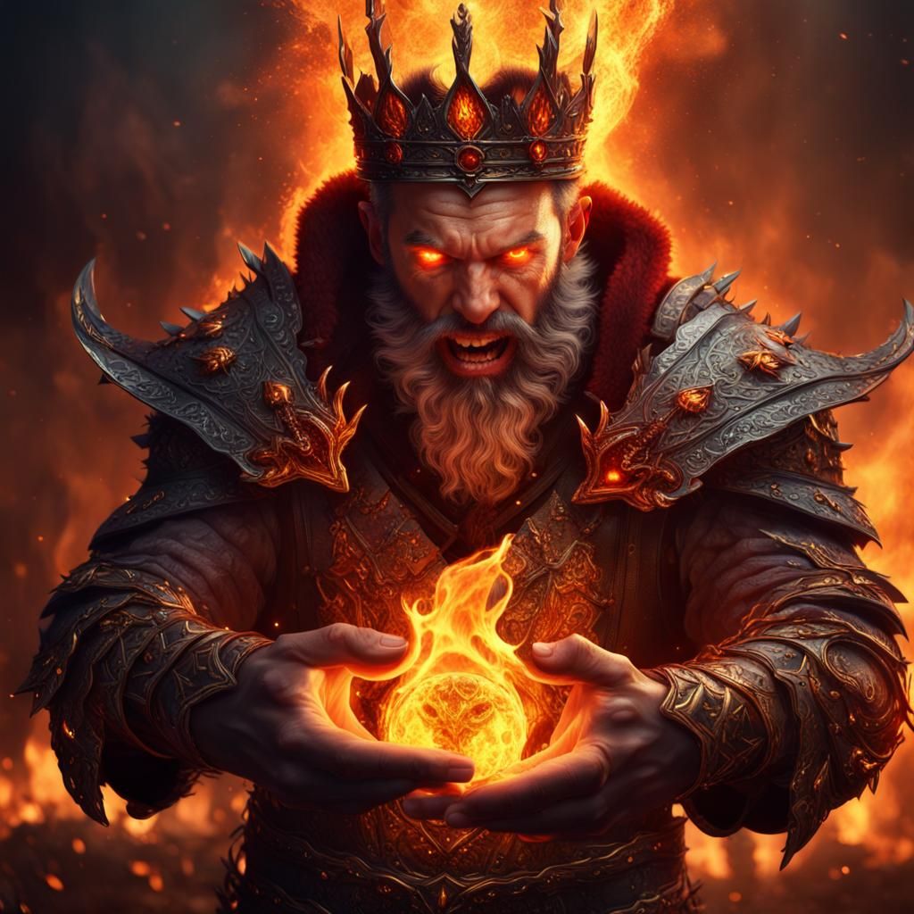 King with Fiery Hands: Fantasy Concept Art