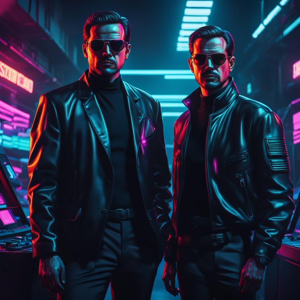 Secret Agents in Synthwave Neon Retro Style