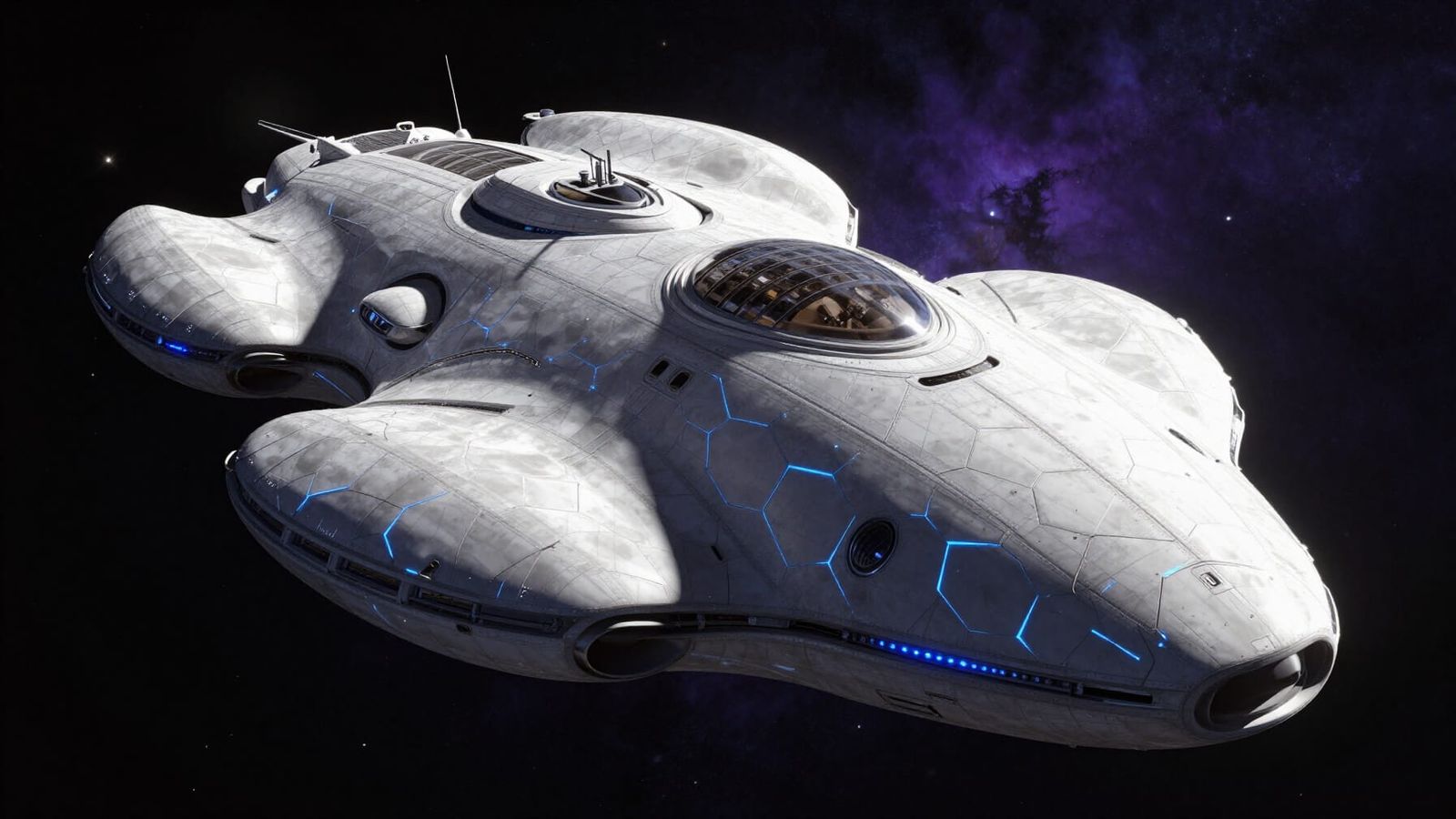 Massive Spaceship in Deep Space, Hyperrealistic