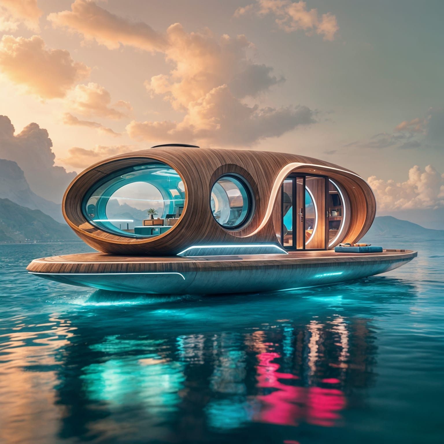Futuristic Mobile Home on Surfboard Platform