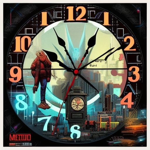 Cyberpunk Clock in Comic Book Style