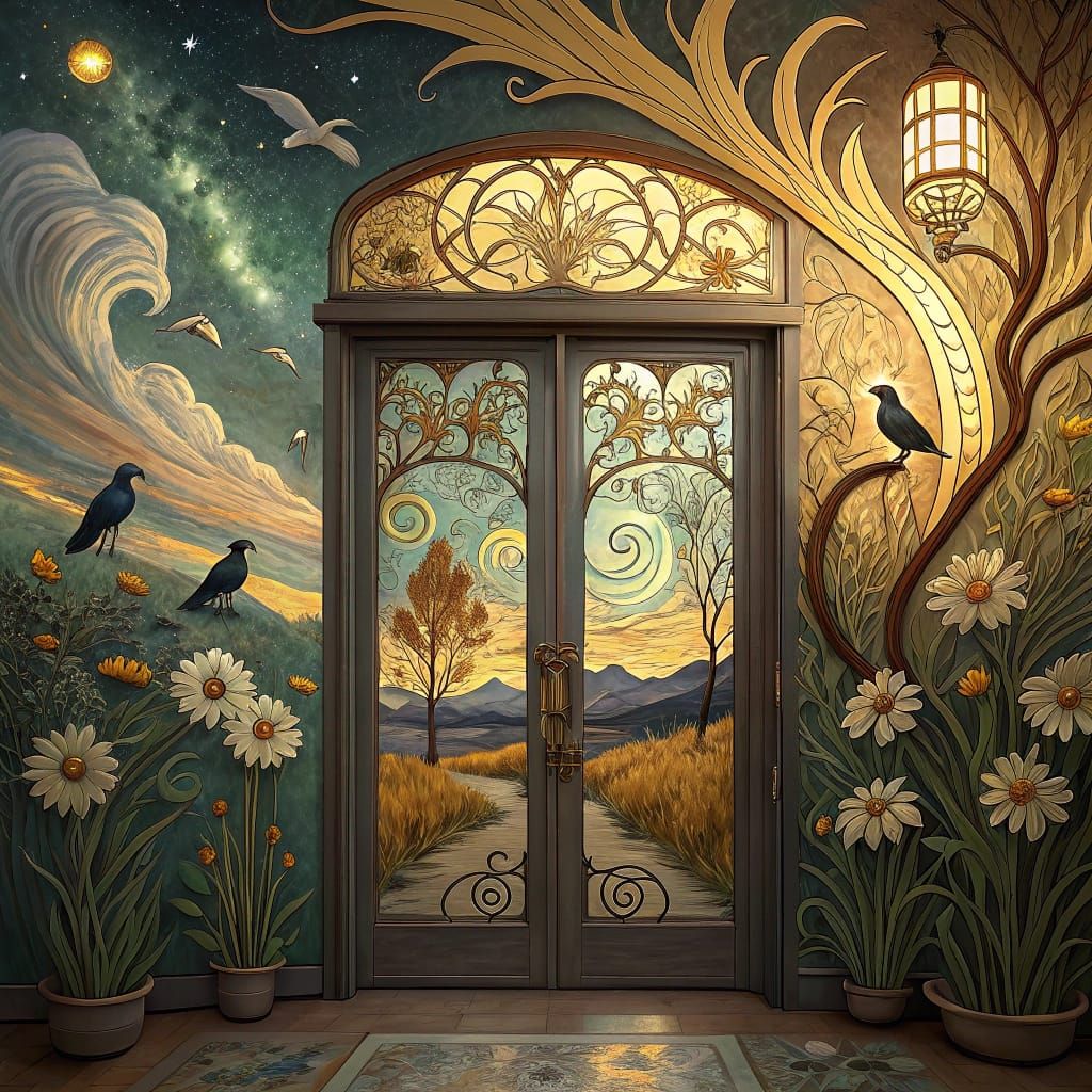 Digital painting in the Art Nouveau style.