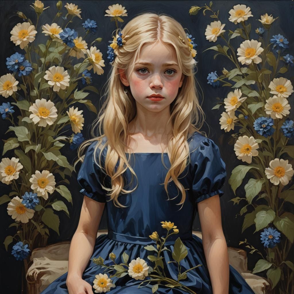 Girl with Blond Hair in Oil Painting Style