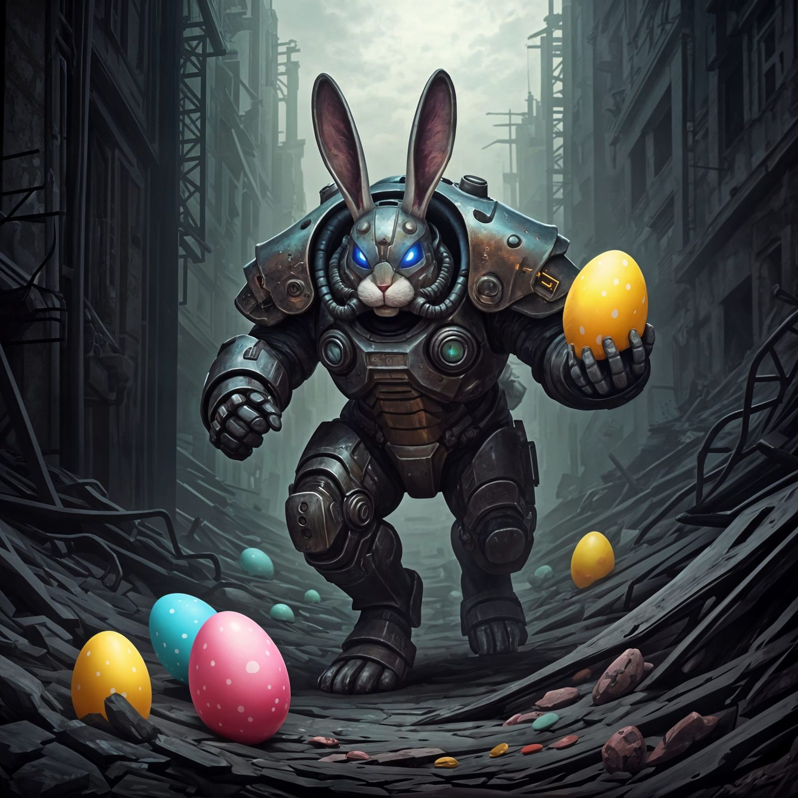 Easter Bunny in Cyberpunk Power Armor