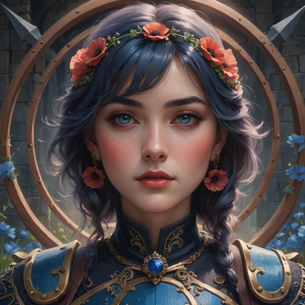 Castle Door with Blue Poppies