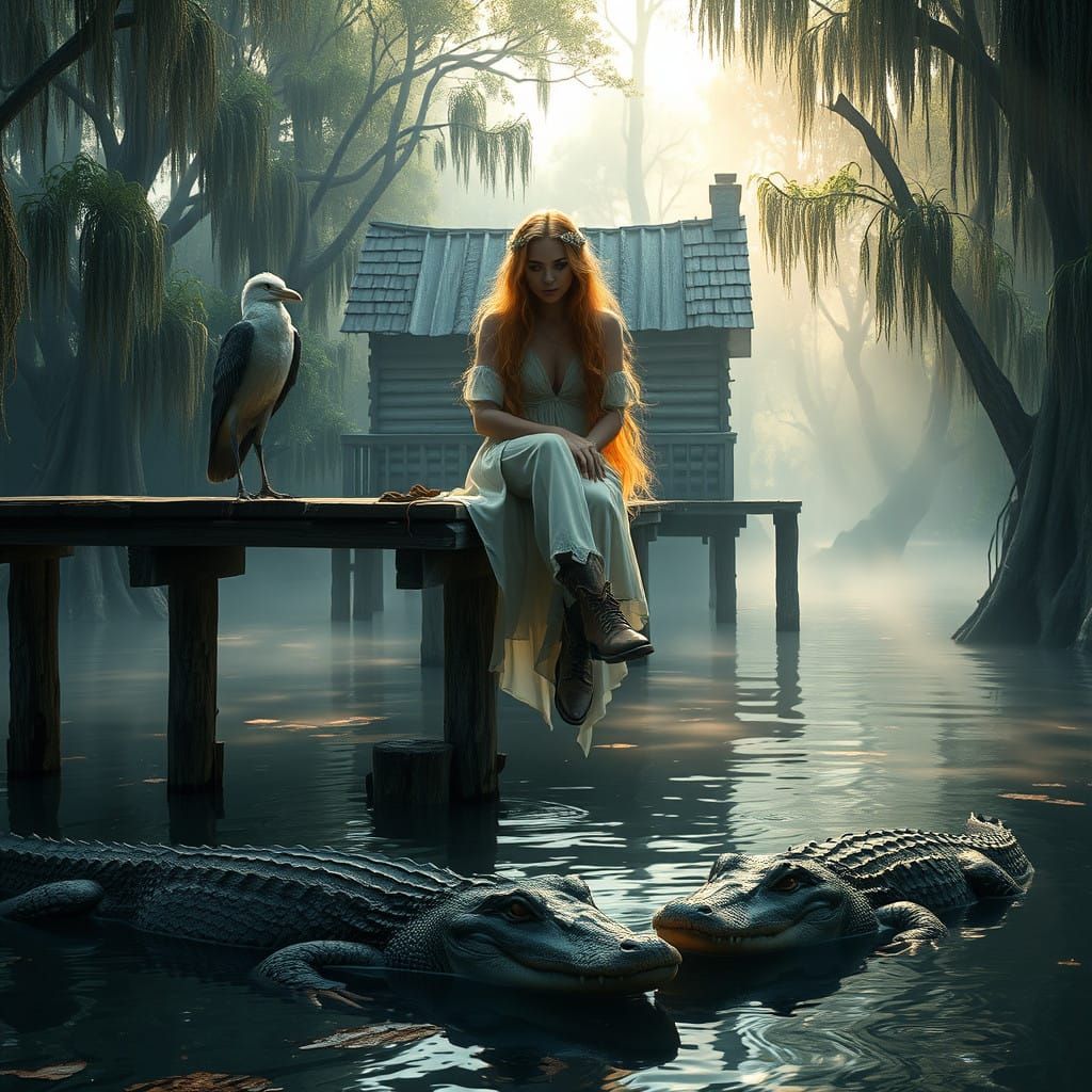 Enchanted Swamp Goddess in Cowboy Boots