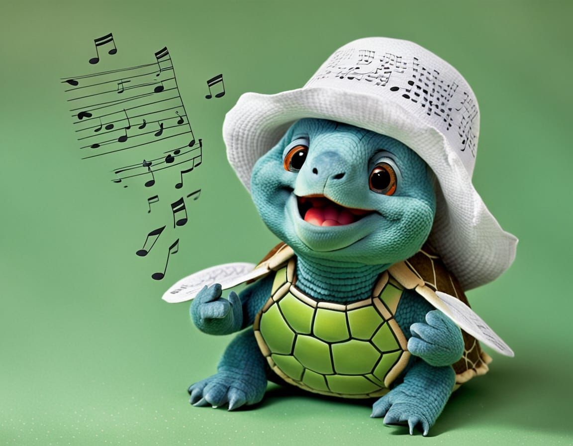 Singing Turtle in Bonnet Hat