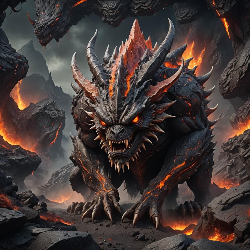 Alien Volcanic Beast in Hyperrealistic Portrait