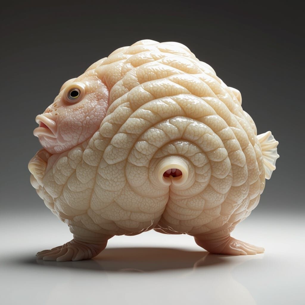 Anatomically Accurate Blobfish Twerking Rear View Hyperreali...