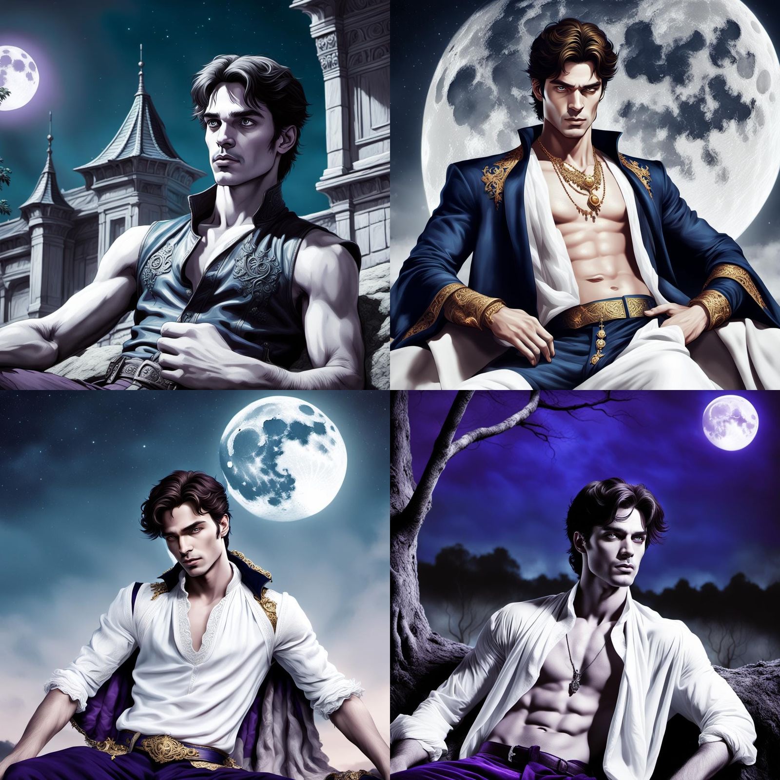 Arrogant Prince Reclining Under Full Moon