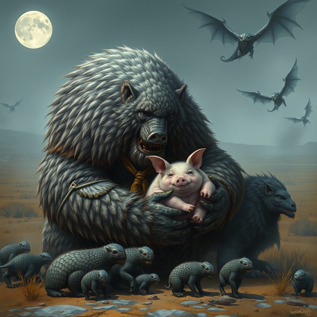 Gentle Predator Stands Guard Over Steppe Landscape