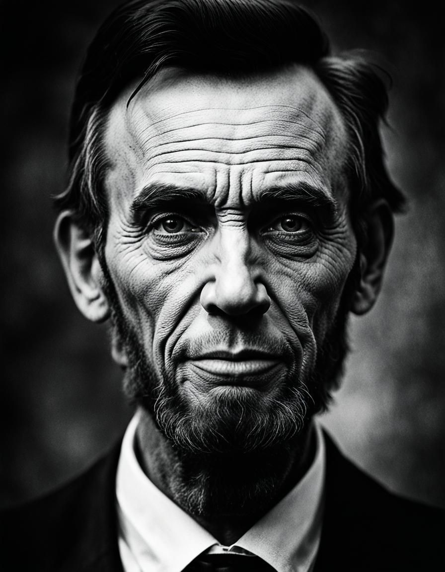 Powerful Portrait of Abraham Lincoln in Grungy Bokeh Style