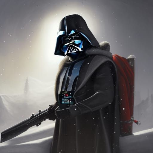 Cyborg Santa Claus with Vader Mask in Dark Fantasy