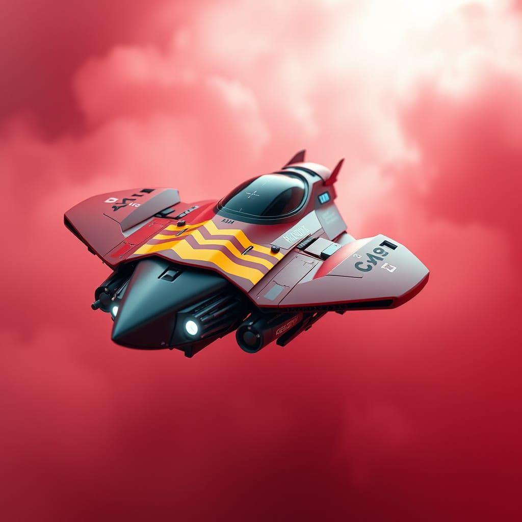 Cyber Flyer Speeds Through Red Fog