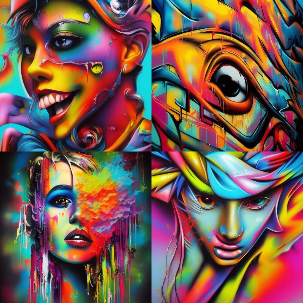 Colorful Polychromatic Graffiti Art in Street Style