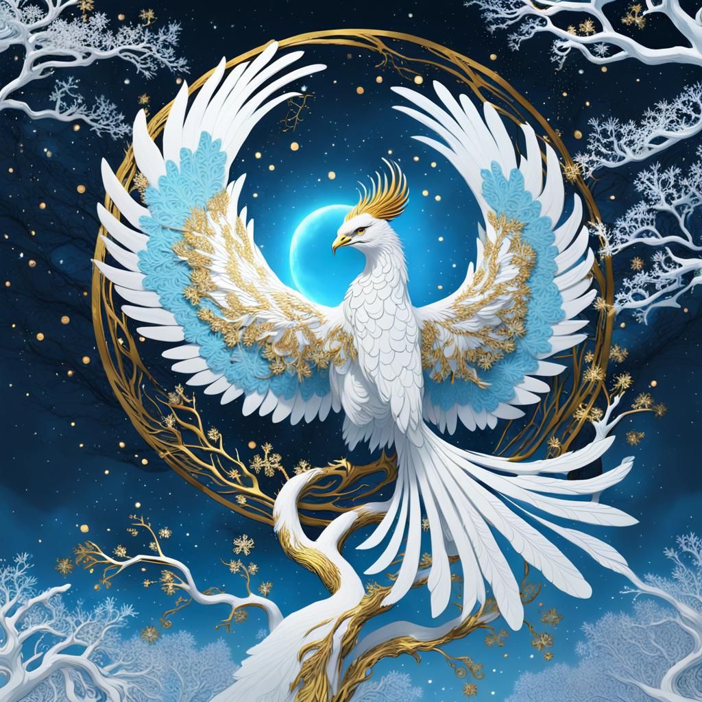 Majestic Phoenix in Winter Landscape: Digital Matte Painting