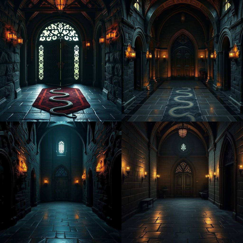 Gothic Fantasy Manor Entry Hall with Elegant Details