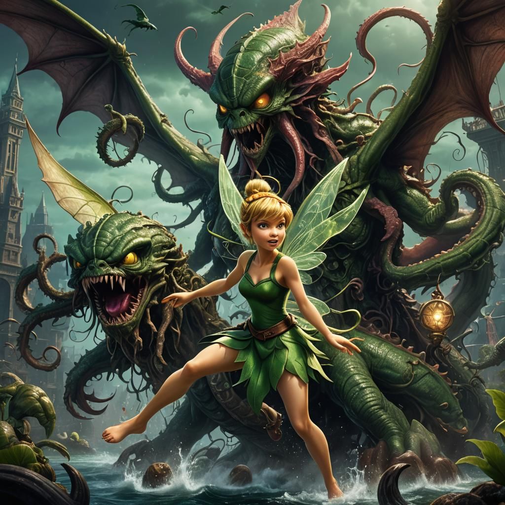 Tinkerbell's Battle Against Cthulhu, Detailed Matte Painting