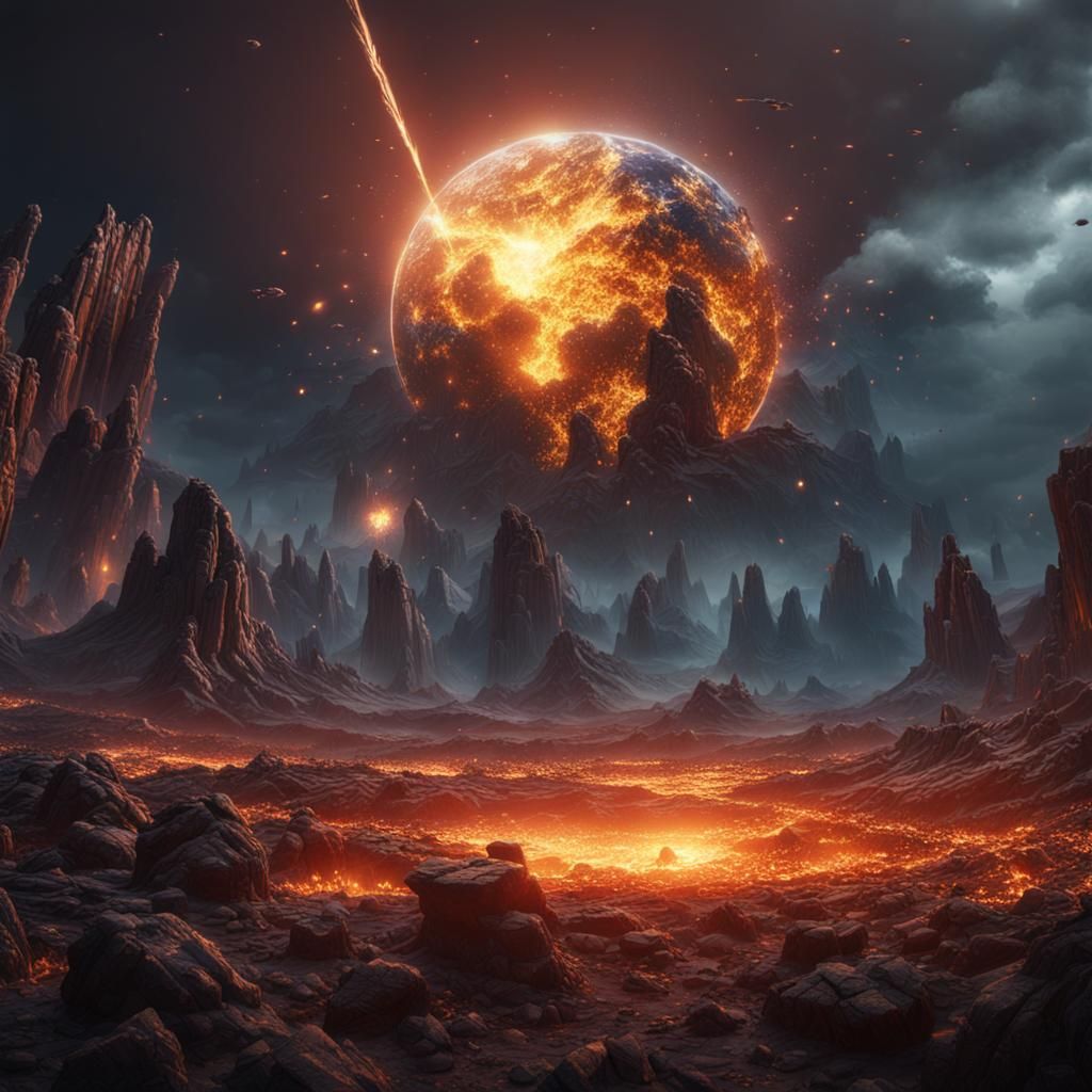 Meteor Strikes Earth: Detailed Matte Painting