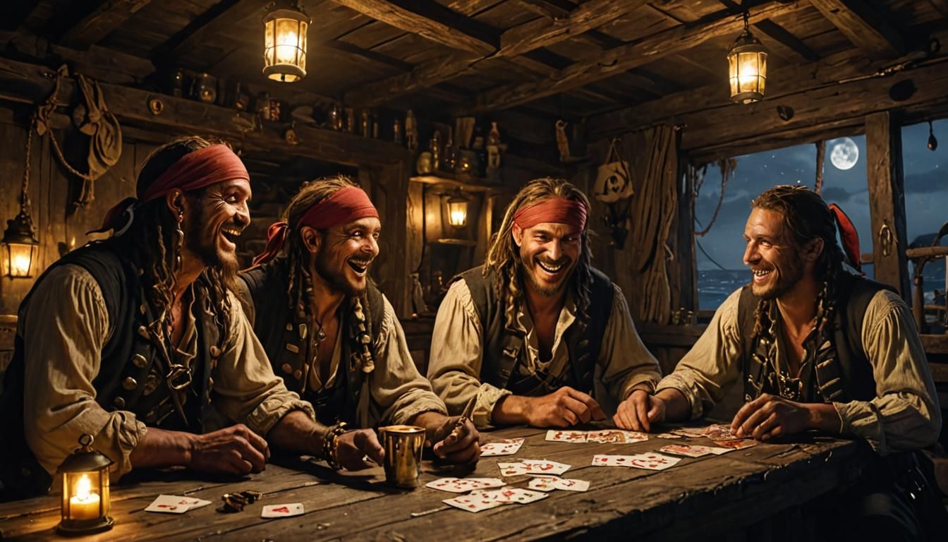 Pirate Tavern Scene as Oil Painting