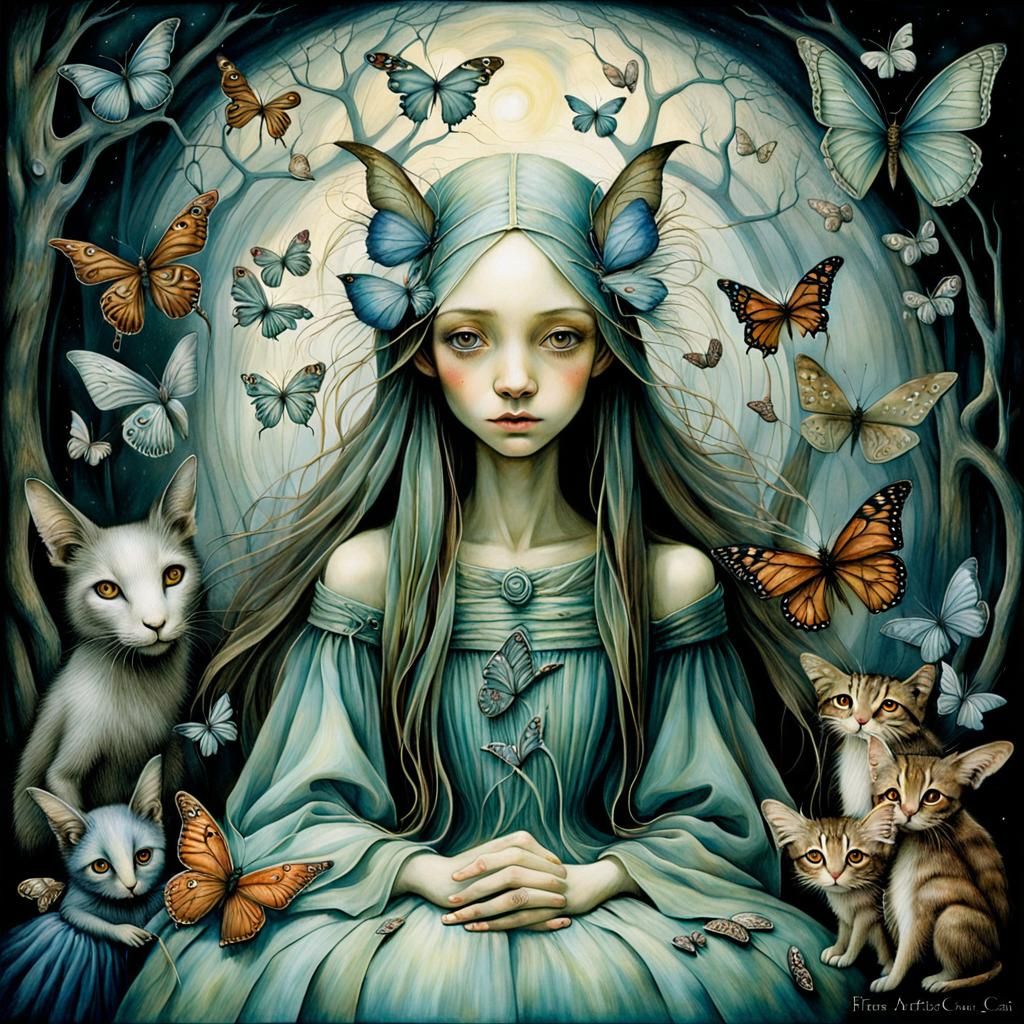 A ultra otherworldly captivating artwork that captures soft beautiful peaceful nature passion love life unique creativi...