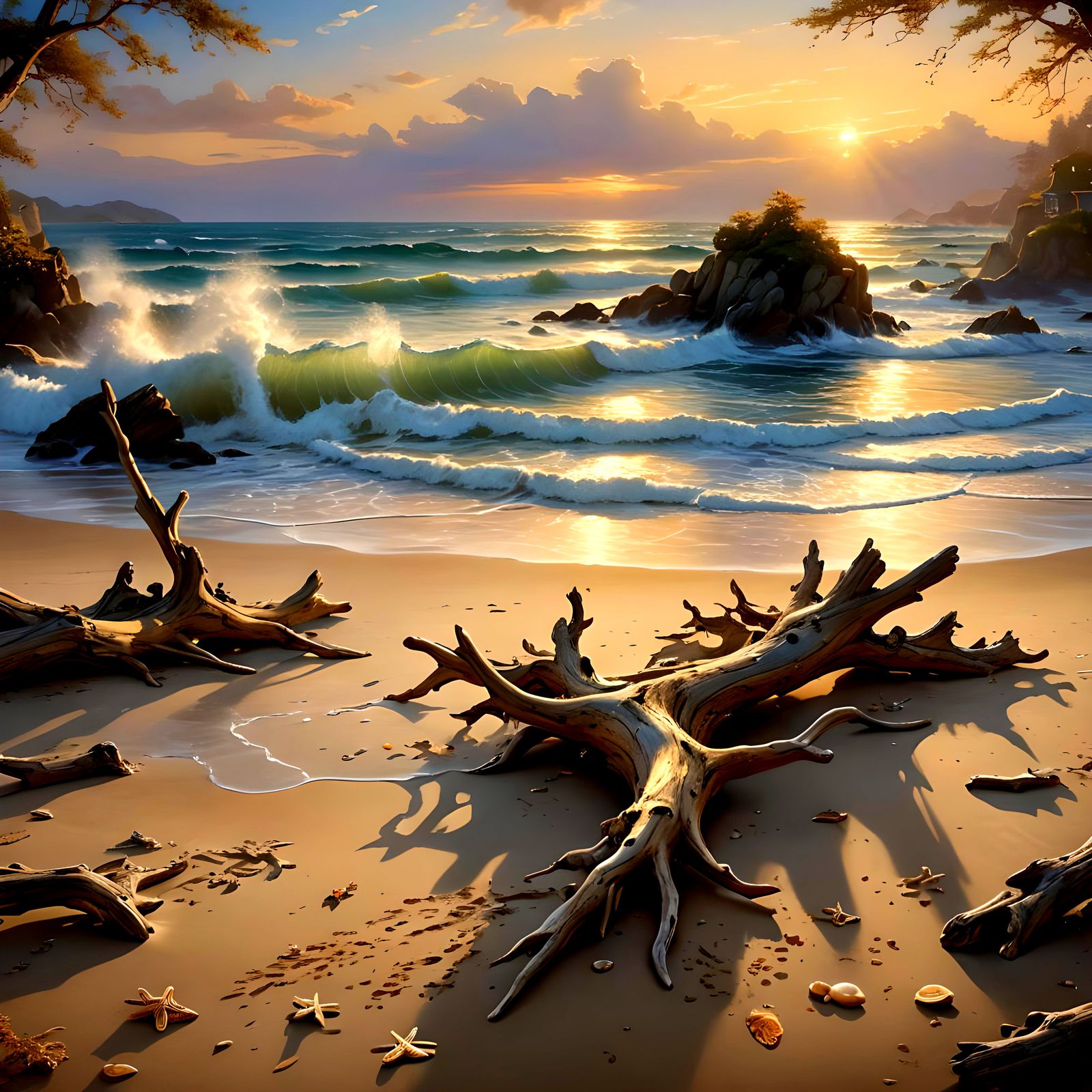 Ethereal Fantasy Beach Scene in Hyperdetail