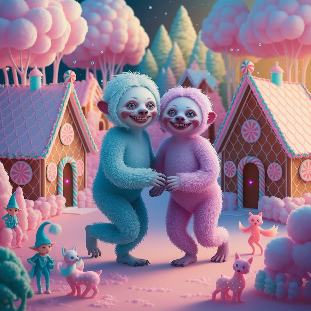 Whimsical Cotton Candy Fantasy Landscape