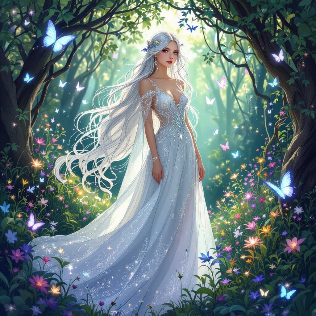 Starlight Gown in Enchanted Grove: Art Nouveau