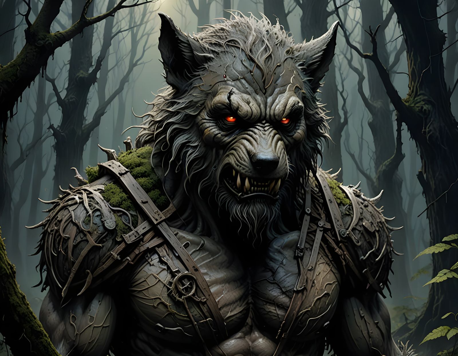The Wolfman in Haunting Dark Art Style