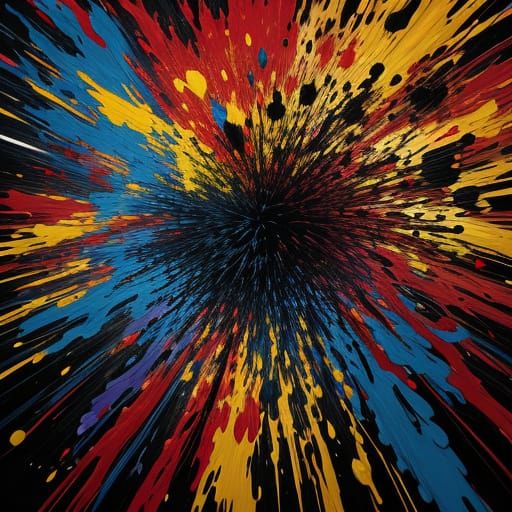 Explosive Abstract Expressionism: Shouted Word in Vibrant Vo...