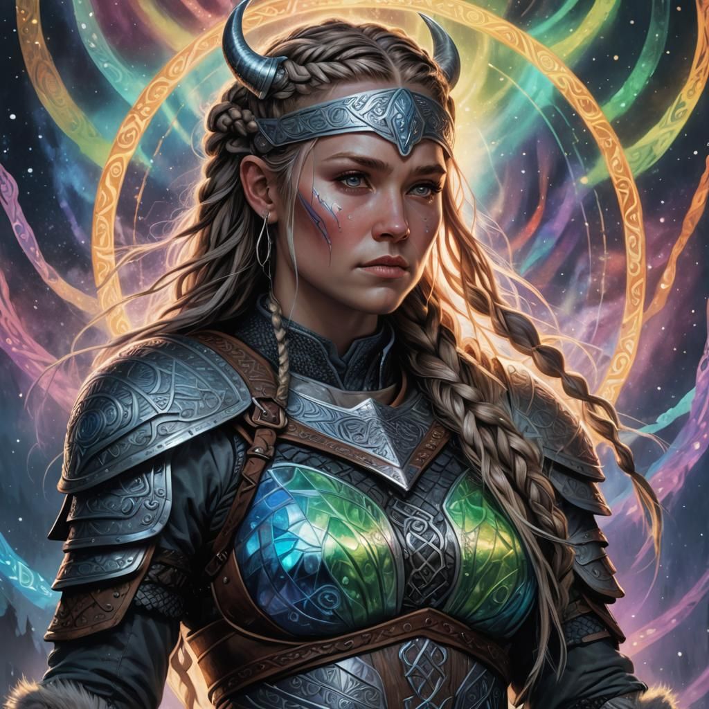 Pregnant Viking Warrioress with Glowing Tesseract